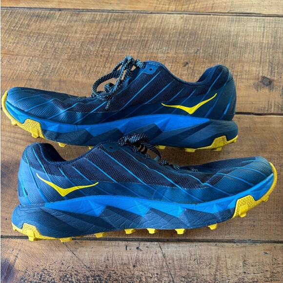 Hoka One One Mens Torrent 2 Blue Yellow Trail Outdoor Running Hiking Shoes 11 - Picture 9 of 13